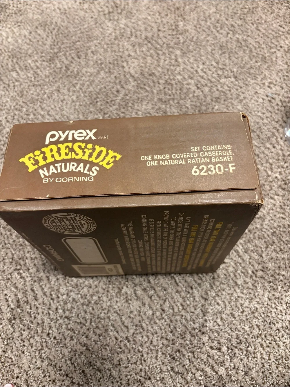 Pyrex Fireside Naturals Brown Rattan Basket with Amber Glass Casserole
